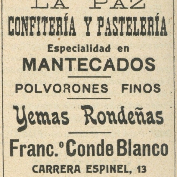 Mantecados La Paz, 1935. Málaga en la Mano