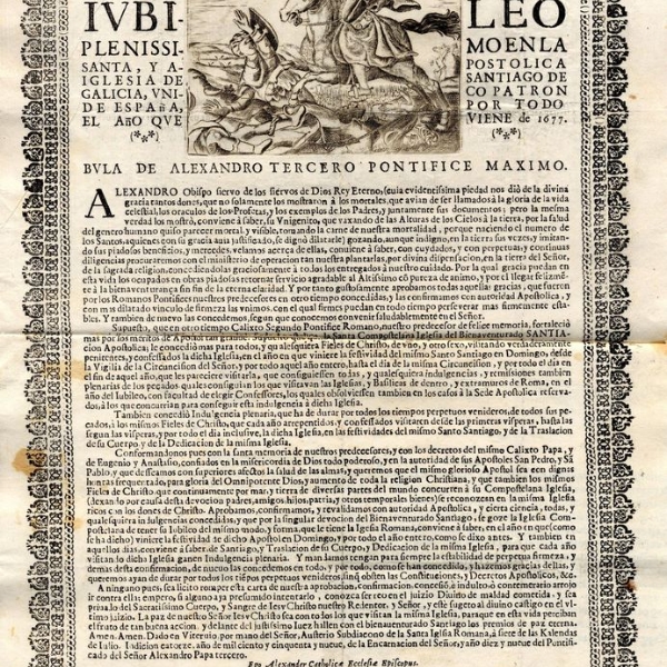 Bula Alejandro III, Originales Vol. 33, fol. 7v. Año 1677